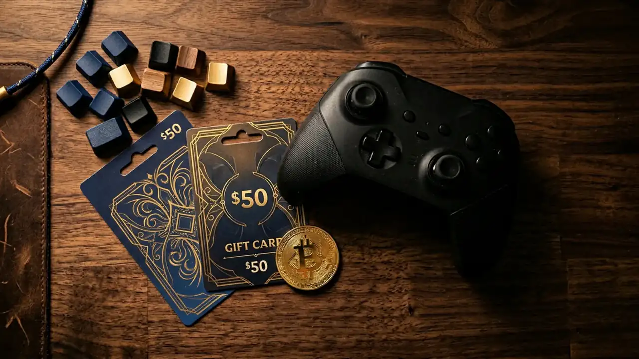 Gaming gift cards still life