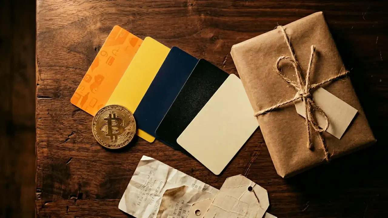 Shopping gift cards still life